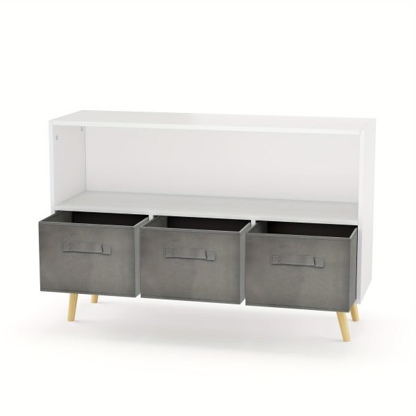1pc Collapsible Fabric Drawer Bookcase - Stylish Book & Toy Storage Organizer - Space-Saving Design, White/Gray for Home or Kids Room