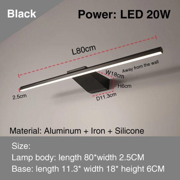led simple modern waterproof anti-fog mirror headlight dresser bathroom mirror wall light mirrors with lights mirror wall lamps