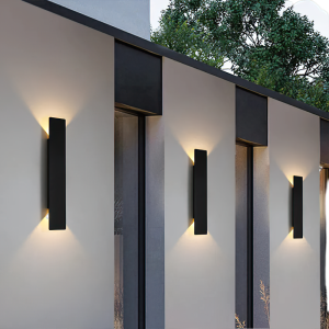 Outdoor Waterproof Wall Lamps Strip Aluminum Wall Lights 18W LED Black Wall Lamp Bedroom Exterior Outdoor Lighting Fixtures