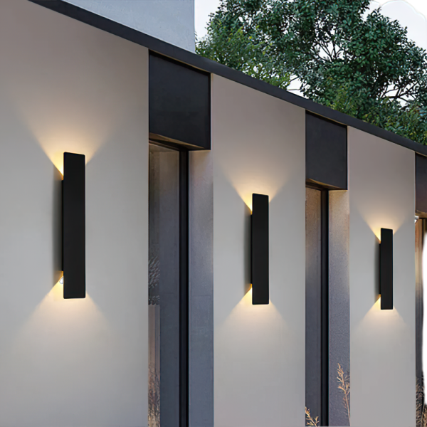 Outdoor Waterproof Wall Lamps Strip Aluminum Wall Lights 18W LED Black Wall Lamp Bedroom Exterior Outdoor Lighting Fixtures