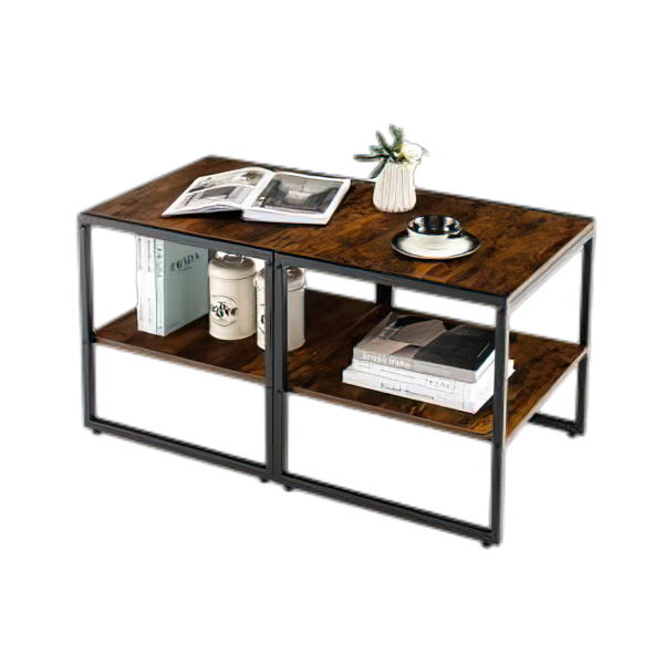 2pcs 2-Tier End Side Sofa Coffee Table, 20" Square Table For Living Room, Bedroom