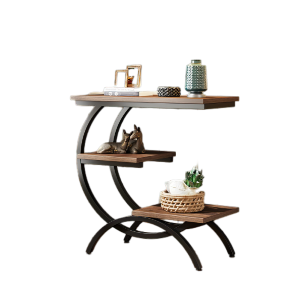 LITTLE TREE C-Shaped End Table, 3-Tier Small Side Table for Couch, Bedside Table Snack Side Table with Storage Shelves for Living Room Small Space
