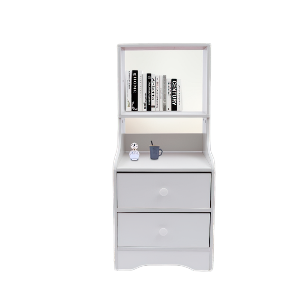Bedside Table with Storage Shelf - Modern Tall Nightstand for Bedrooms and Living Rooms