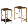 End Table Set of 2 with Gold Metal Frame Small Side Table for Living Room Bedroom Bedside Sofa Table for Small Space Small End Table Easy Assemble Gold