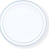 60-Piece Plastic Plates Set Premium 30 Dinner Plates & 30 Salad Plates Pack, Disposable Plates for Party - White Plastic Wedding Plates with Rose Gold Rim