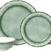 AELS Melamine Dinnerware Set of 12 Pcs Dinner Dishes Set for Indoor and Outdoor Use, Dishwasher Safe, Lightweight Unbreakable, BPA Free, Light Blue