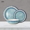 AELS Melamine Dinnerware Set of 12 Pcs Dinner Dishes Set for Indoor and Outdoor Use, Dishwasher Safe, Lightweight Unbreakable, BPA Free, Light Blue