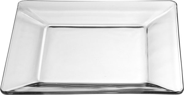 Libbey Tempo Glass Dinnerware Set, Sleek Square Clear Glass Plates and Bowls Set of 12, Dishwasher Safe Glass Dishes Set for Dinners and Parties