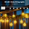 Minetom Crystal Globe String Lights Battery Operated - 17 ft 30 LED Globe Fairy Lights with Remote and 8 Modes, Waterproof for Bedroom Tent Loft Camping Porch Patio Party Wedding Decor, Warm White
