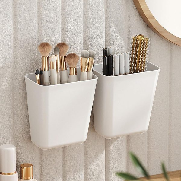 Topyond Adhesive Wall Mounted Organizer, Compact Floating Shelf for No Drilling, Pen, Remote Controller, Cellphone Holder, Wall Storage for Home, Office